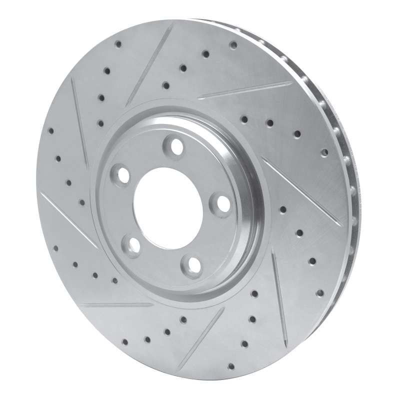 Jaguar VanDEN PLAS Brake Rotor (1) - Front Left - R1 Concepts - Drilled & Slotted - Silver - `03-`05